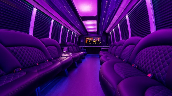 Interior of Charter Bus Company Clarksville's 20 Passenger Party Bus in Clarksville