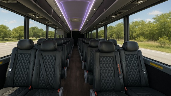 Interior of Charter Bus Company Evansville's 28 Passenger Minibus in Evansville