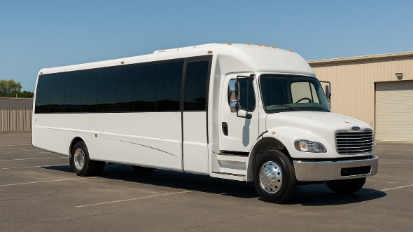 Exterior of Charter Bus Company Bloomington's 28 Passenger Party Bus in Bloomington