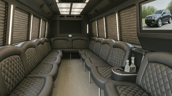 Interior of Charter Bus Company Bloomington's 28 Passenger Party Bus in Bloomington