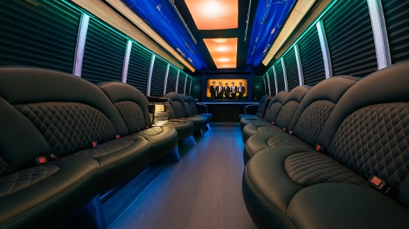 Interior of Charter Bus Company Indianapolis's 28 Passenger Party Bus in Indianapolis