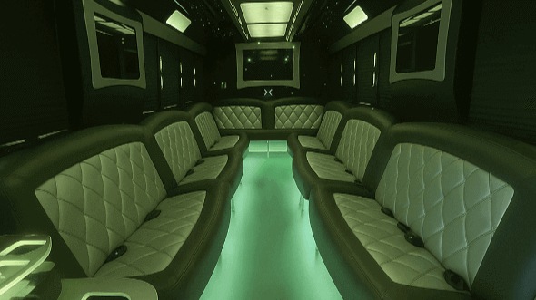 Interior of Charter Bus Company Terre Haute's 28 Passenger Party Bus in Terre Haute