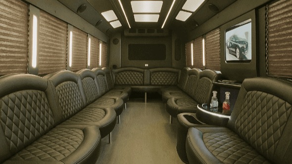 Interior of Charter Bus Company Clarksville's 50 Passenger Party Bus in Clarksville
