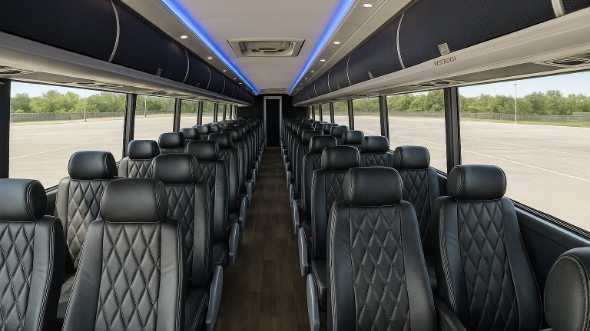 Interior of Charter Bus Company Evansville's 56 Passenger Charter Bus in Evansville