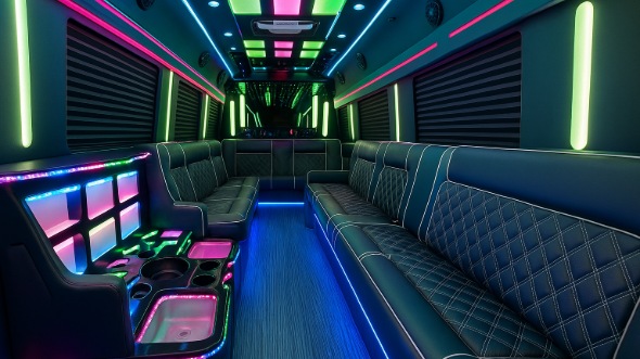 evansville 30 passenger party bus inside