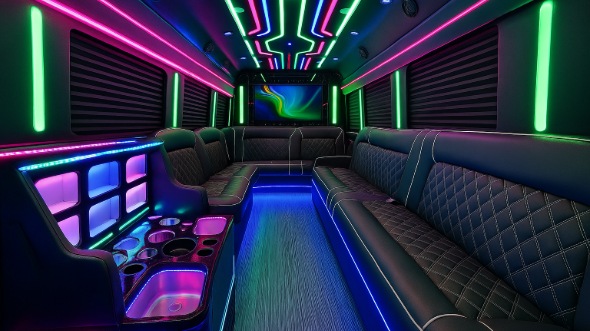 evansville 40 passenger party bus inside