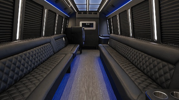 evansville 50 passenger party bus interior